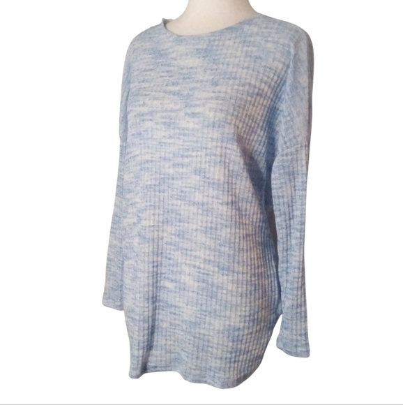 The Impeccable Pig Blue & White Open Twist Back Knit Sweater Size Small - Picture 3 of 8